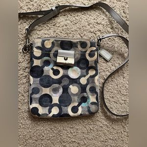 COACH Signature Logo Blue Sequin Crossbody Bag